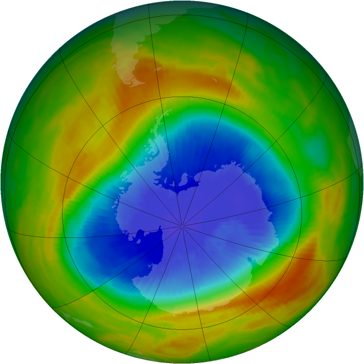 Antarctic ozone map for 18 October 1983
